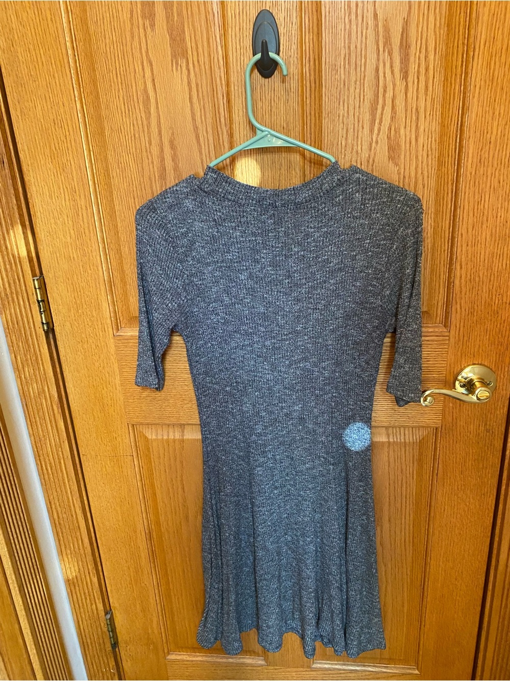 Heathered Gray Knit Fit-and-Flare Dress